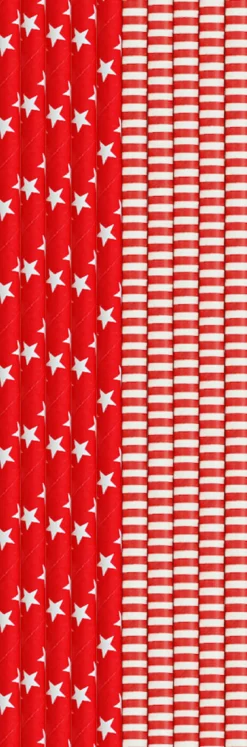 Bio Papier-Trinkhalme 20 cm x Ø 6 mm Red & White