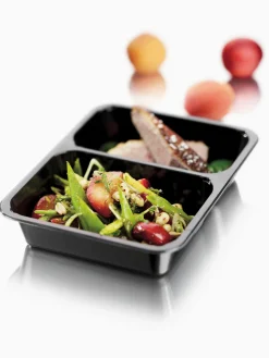 CPET-Schale 225 x 175 x 43 mm Schwarz 2-Teilung