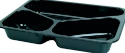 CPET-Schale 225 x 175 x 34 mm Schwarz 3-Teilung