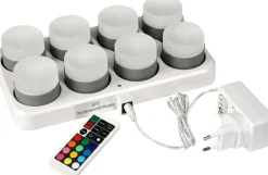 LED Mini Lamp, wiederaufladbar, 8er Set 48 x Ø 50 mm 13 Std. Weiß