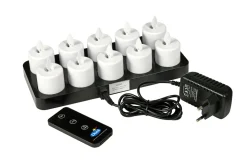 LED Set Moving Flame, wiederaufladbar, Warm White, 10 Stück 38 x Ø 36 mm 25 Std. Weiß