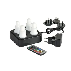 LED-Set, Mehrfarbig und/oder warm weiss, Wiederaufladbar, 4 Stück 70 x Ø 40 mm 13 Std. Weiß