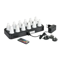 LED-Set Plug Flex, Mehrfarbig und/oder warm weiss, Wiederaufladbar, 12 Stück 70 x Ø 40 mm 13 Std. Weiß