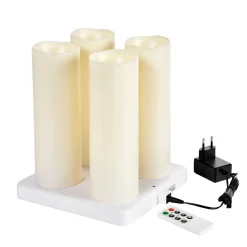 LED-Stumpenkerze, wiederaufladbar 220 x Ø 75 mm 12 Std. Weiß