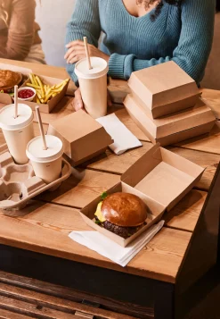 Menübox Burger 700 ml Braun ungeteilt