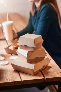 Menübox Burger 700 ml Braun ungeteilt