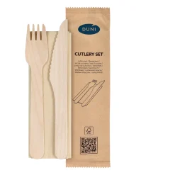 Messer, Gabel, braune Serviette 16/16,5 cm Natürlich