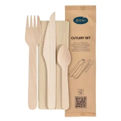 Messer, Gabel, Löffel, braune Serviette 16/16,5/11 cm Natürlich