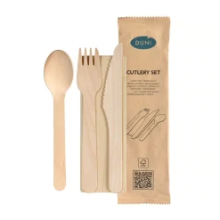 Messer, Gabel, Löffel, braune Serviette 16/16,5/16 cm Natürlich