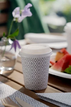 Pappbechermit Deckel 24 cl Waves