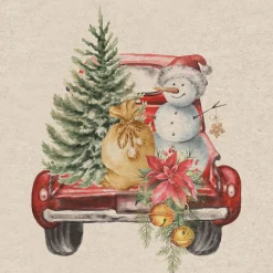 Recycling-Tissue Serviette 33 x 33 cm Car Snowman 2-lagig