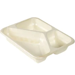 Schale Faser 227 x 178 x 45 mm Natürlich 3-Teilung