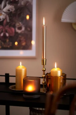 Stumpenkerzen, matt 150 x Ø 70 mm 50 Std. Gold