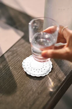 Tissue-Untersetzer, rund Ø 7,5 cm Weiß Mehrlagig